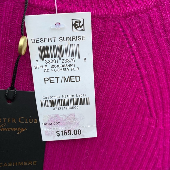 Cashmere Puff Sleeve Fuchsia Sweater - Picture 9 of 9